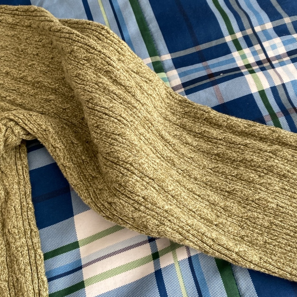 Karen Scott petite warm olive knit v-neck sweater - Picture 8 of 17